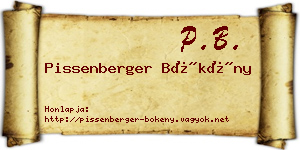 Pissenberger Bökény névjegykártya